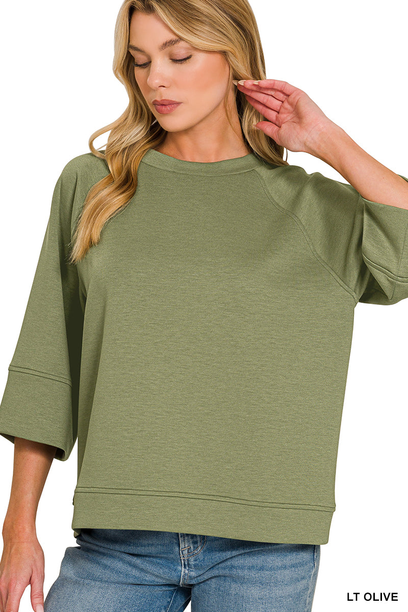Scuba 3/4 Sleeve Pullover Top