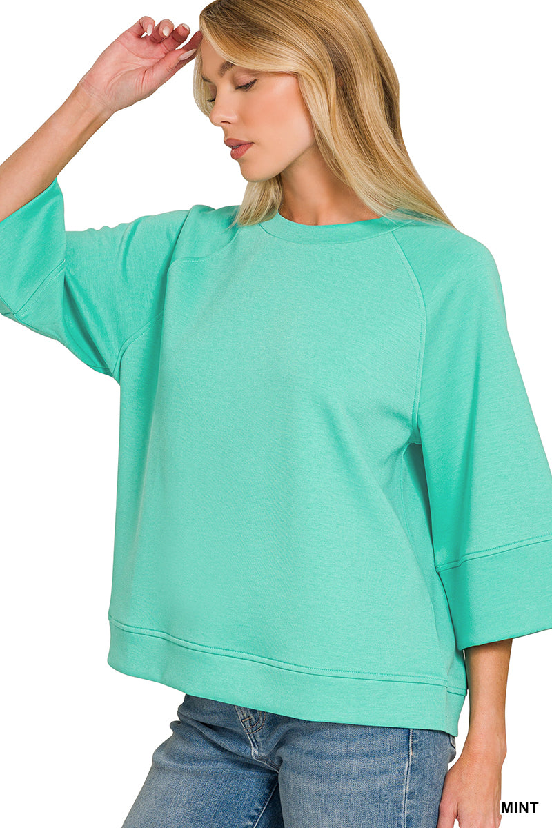 Scuba 3/4 Sleeve Pullover Top