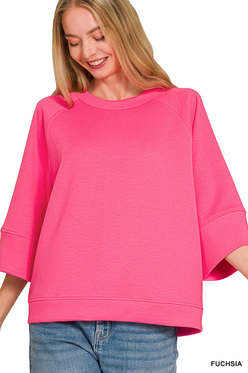 Scuba 3/4 Sleeve Pullover Top