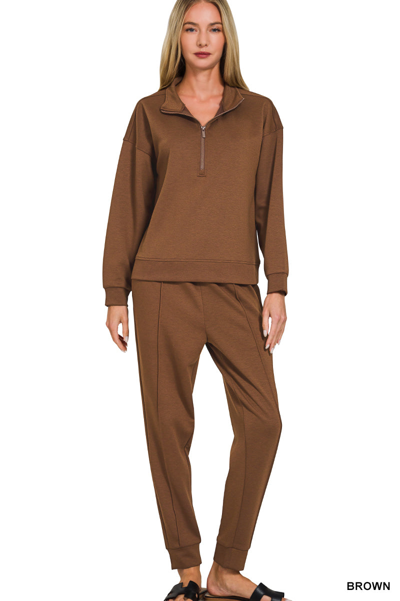 Scuba Half Zip Pullover & Pintuck Jogger Set