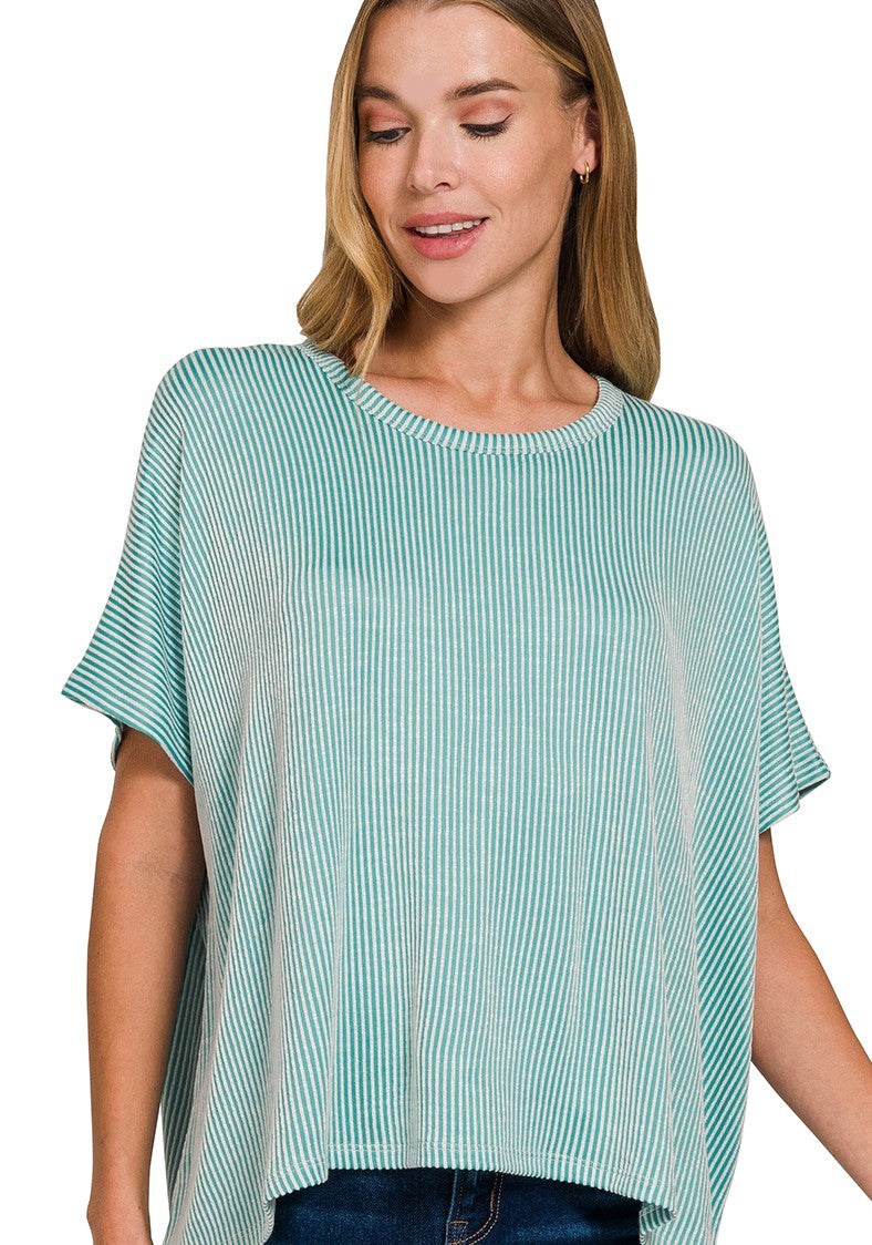 Turquoise Striped Top