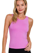 Bright Mauve Premium rayon double layered round neck tank top