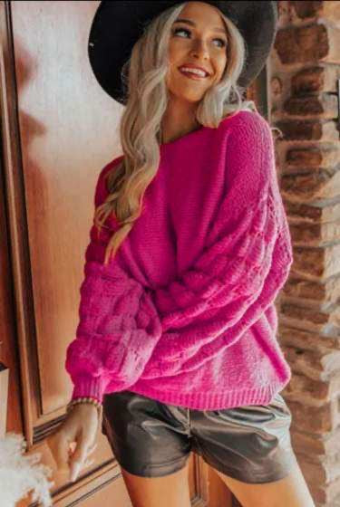 Rose Hollowed Sleeve Sweater