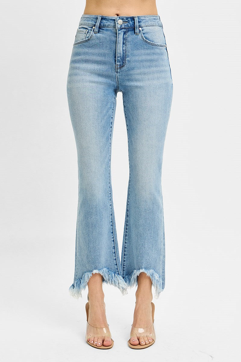 Risen HR Crop Bootcut Frayed Hem Jeans