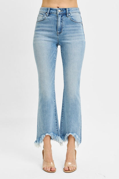 Risen HR Crop Bootcut Frayed Hem Jeans