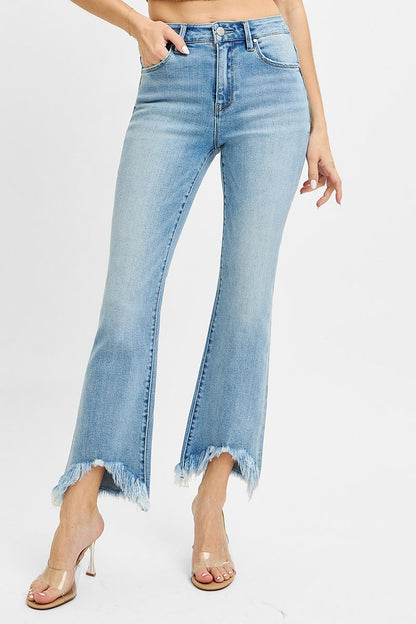 Risen HR Crop Bootcut Frayed Hem Jeans