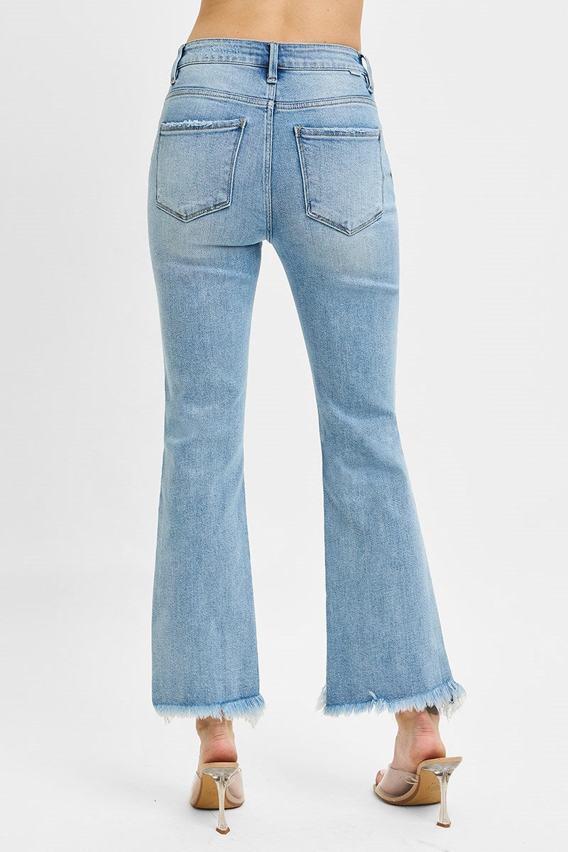 Risen HR Crop Bootcut Frayed Hem Jeans