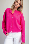 Solid Button Down Long Sleeve Cardigan