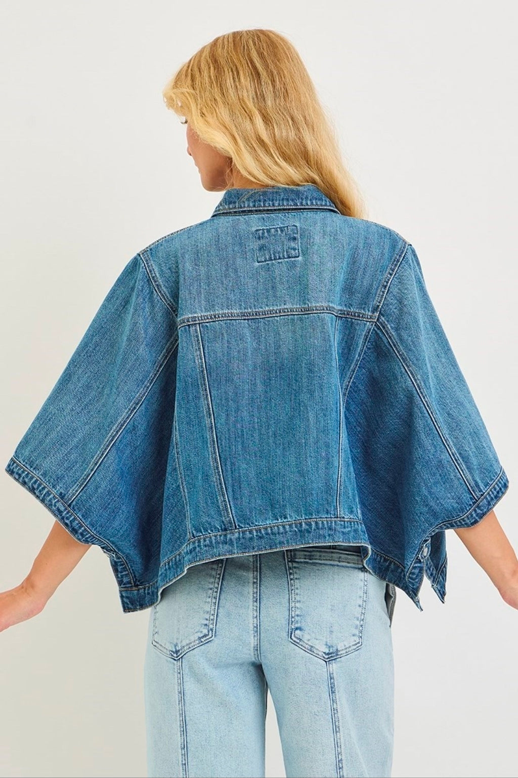 Risen Flowy Square Cape Denim Jacket