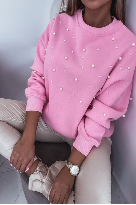 Pink Pearl Decor Sweatshirt