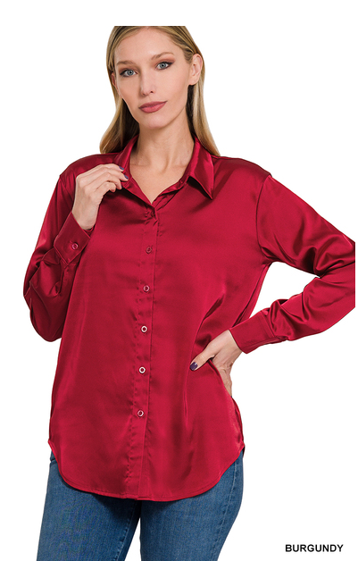Burgundy Satin Blouse
