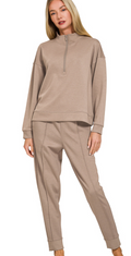 Cocoa Scuba half zip pullover & jogger set