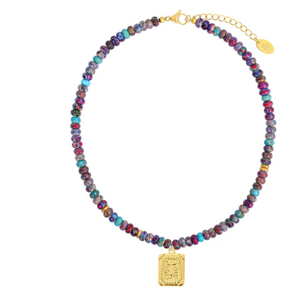 Purple Imperial Jasper Letter Necklace