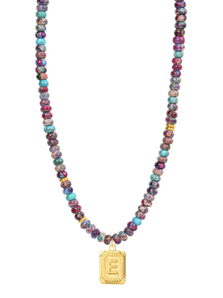 Purple Imperial Jasper Letter Necklace