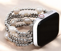 Pearl and Silver Stretch Apple Watch Strap