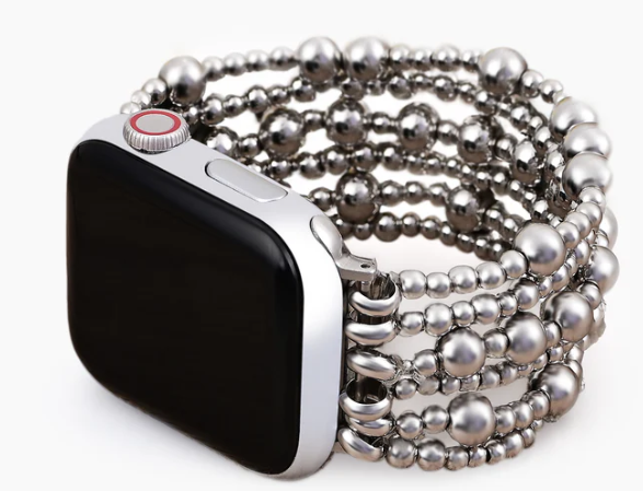 Platinum Demure Stretch Apple Watch Strap