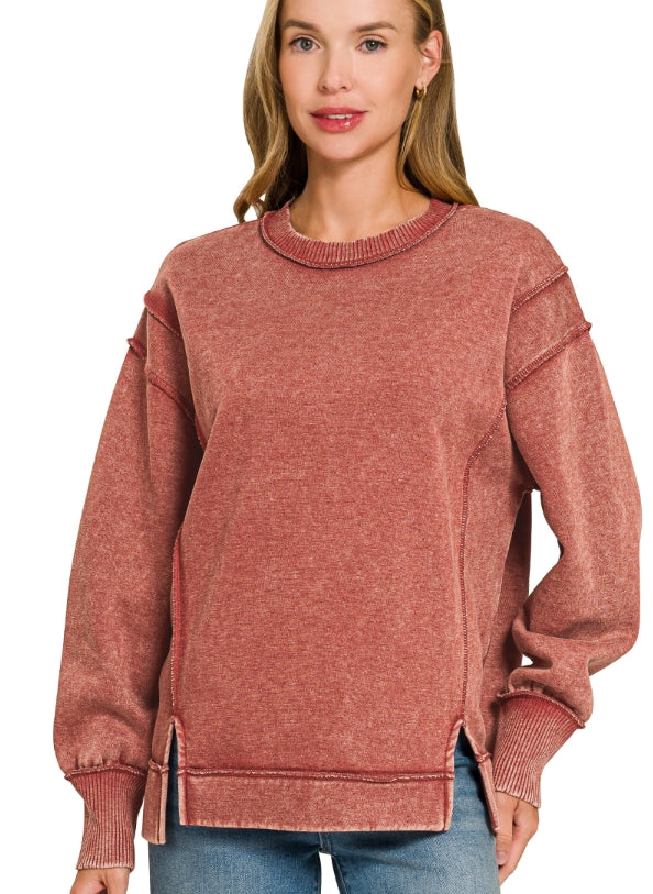 Dark Rust Acid Wash Sweatshirt