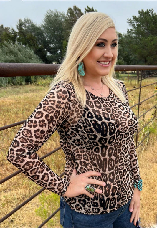 Leopard Mesh Top