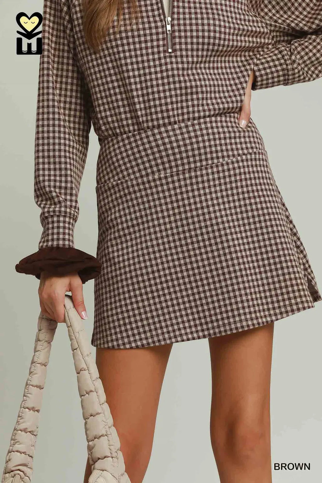 Short Lining Gingham Plaid Skort