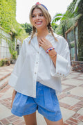 Back Pleat Button Down Blouse - Off White