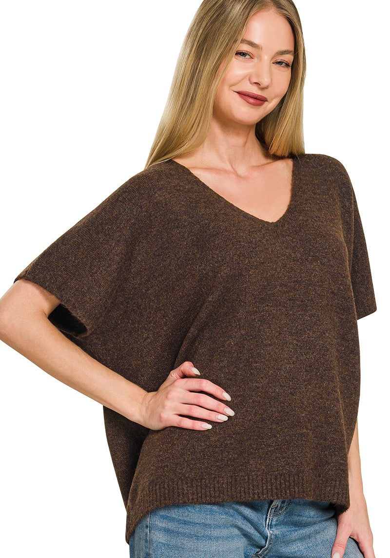 V-Neck Short Sleeve Sweater