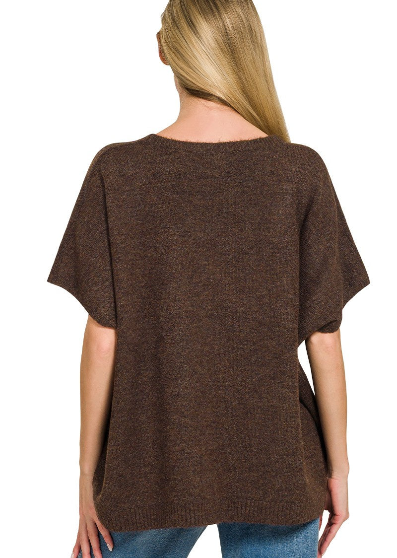 V-Neck Short Sleeve Sweater