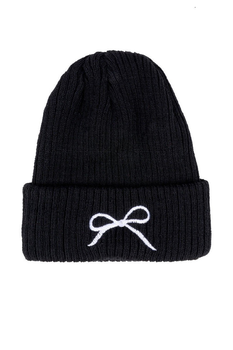 Black Coquette Bow Beanie