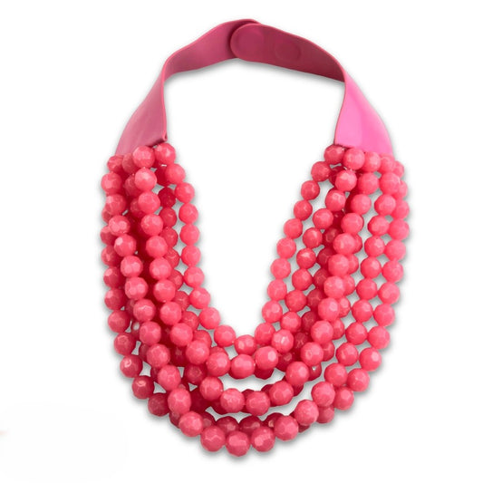 Multi-strand Fuchia Beaded Magnetic Necklace