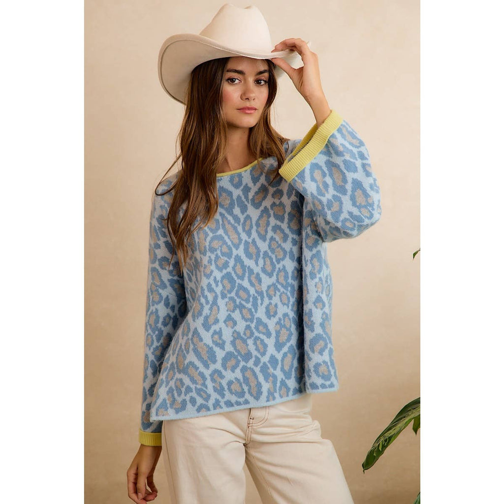 Blue Leopard Sweater
