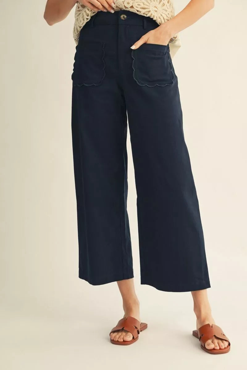 Navy Wide Leg Pants