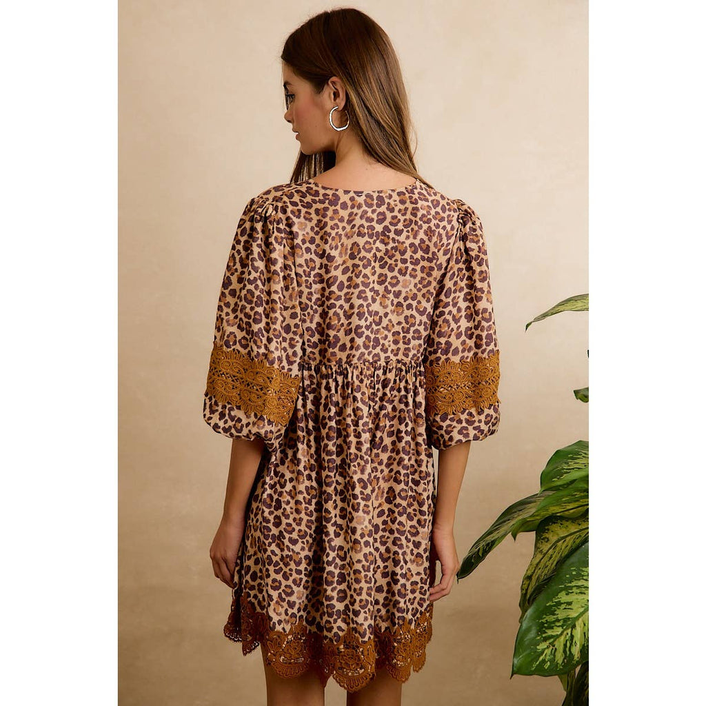 LEOPARD V NECK DRESS