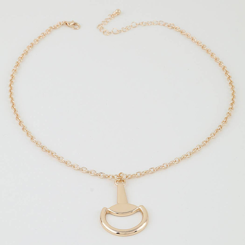 Polished Horseshoe Drop Chain Necklace