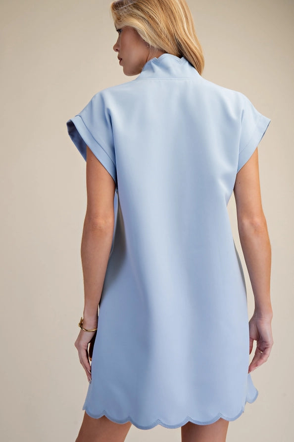 Scallop V-Neck  Dress