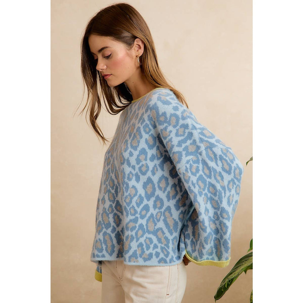 Blue Leopard Sweater