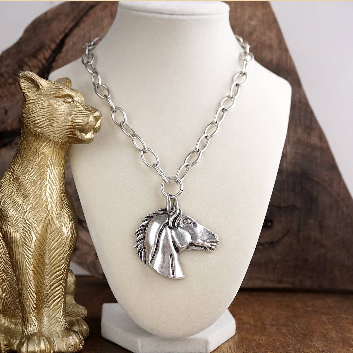 Sculpted Horse Pendant Necklace