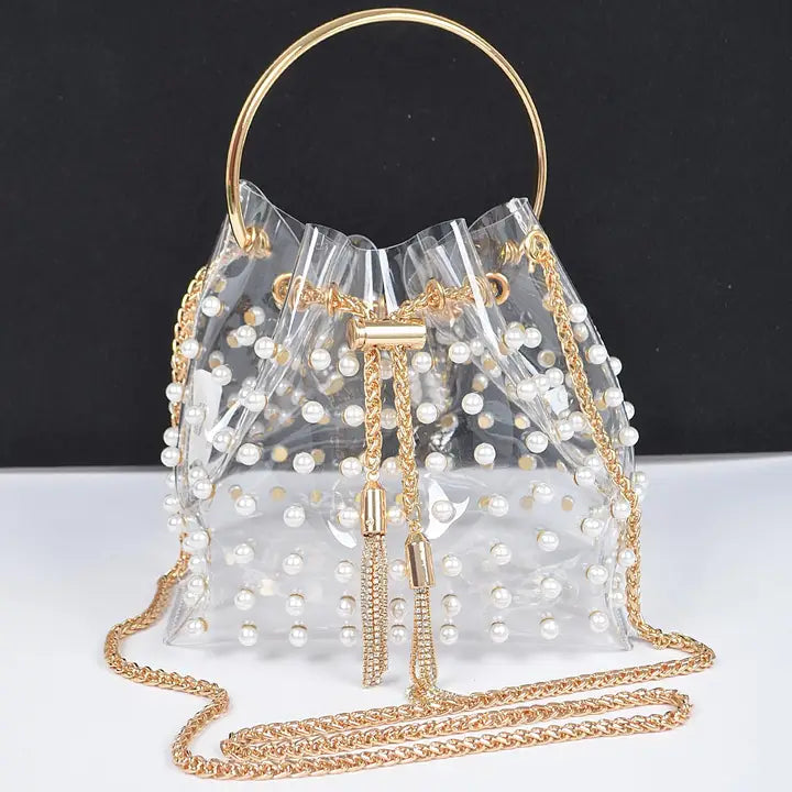 Clear Pearl Bucket Bag