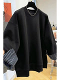 Stripe Detailed Black Sweatshirt