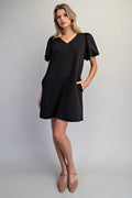 V-Neck Puff Sleeve Dress