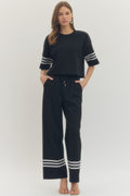 Black Stripe Wide Leg Pants