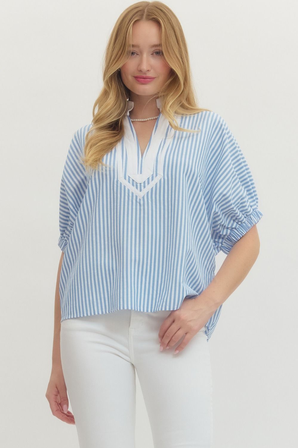 Lt Blue Stripped Blouse