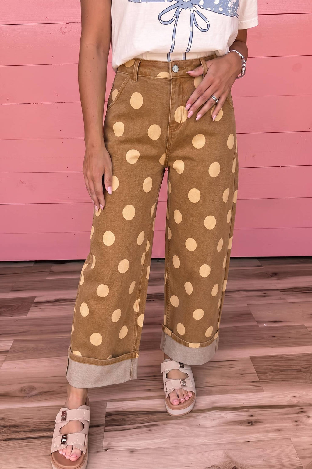 Polka Dot Ankle Jeans