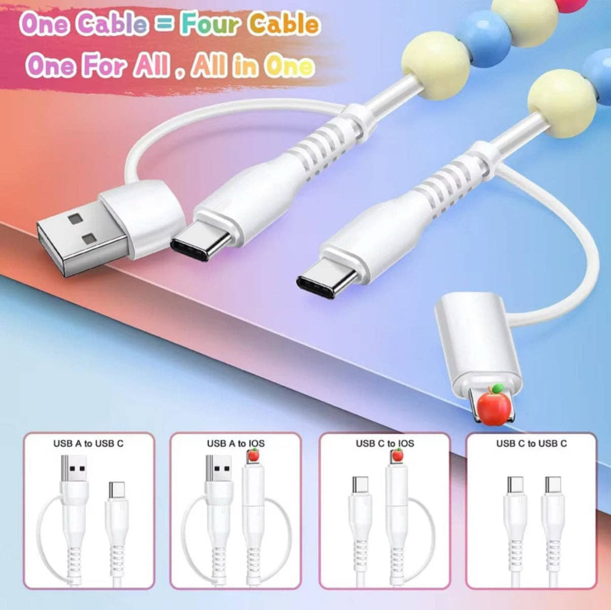 Pastel Beaded 4-IN-1 Charging Cable