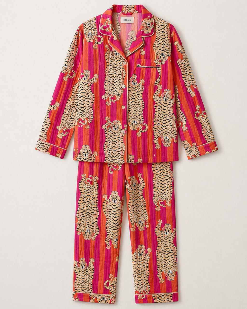 Orange Pink Tiger PJ Set