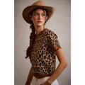 Leopard Scallop Knit Blouse