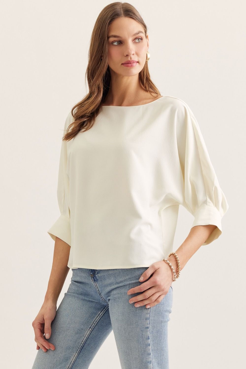 Cream 3/4 Sleeve Blouse