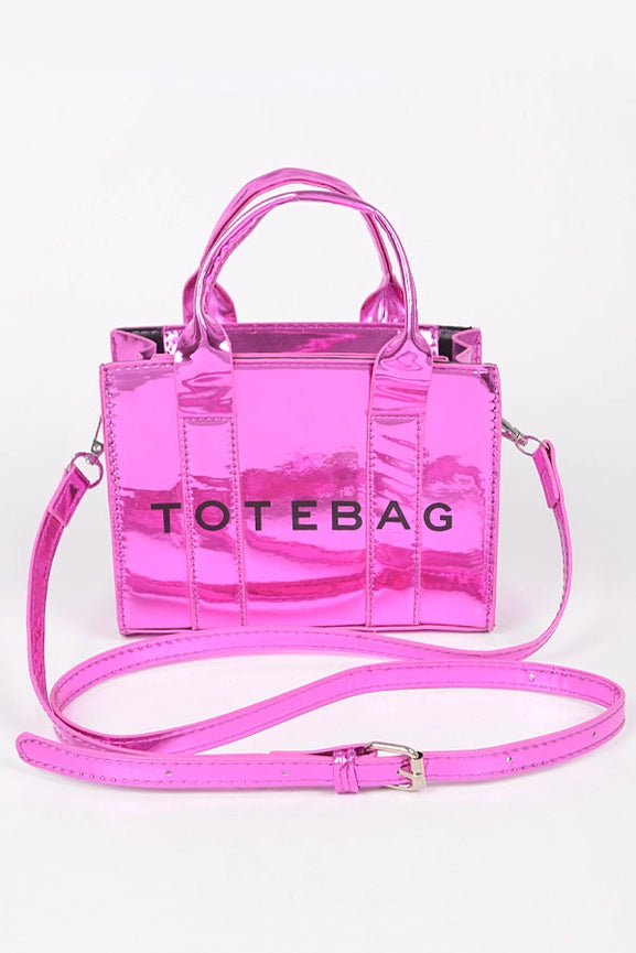 Metallic Pink Small Tote Bag