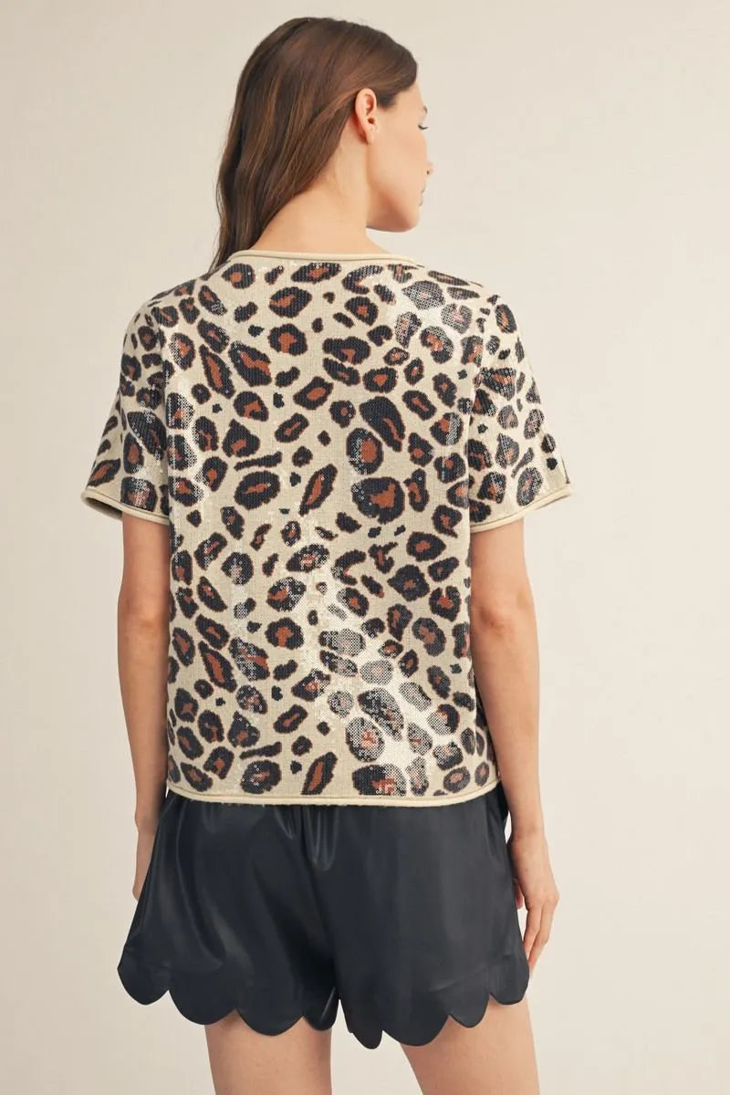 Sequin Leopard Blouse