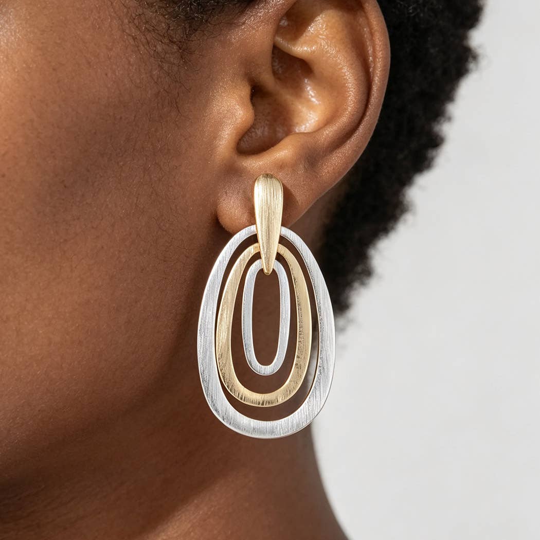 Multi Two Toned Teardrop Earrings