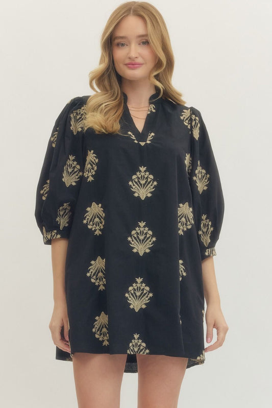 Black Embroidered Dress