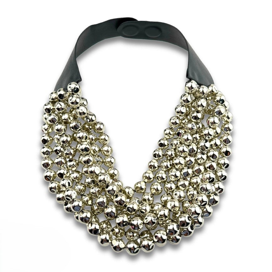Multi-strand Silver Beaded Magnetic Necklace